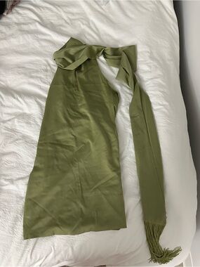 Green Satin dress with Long Scarf